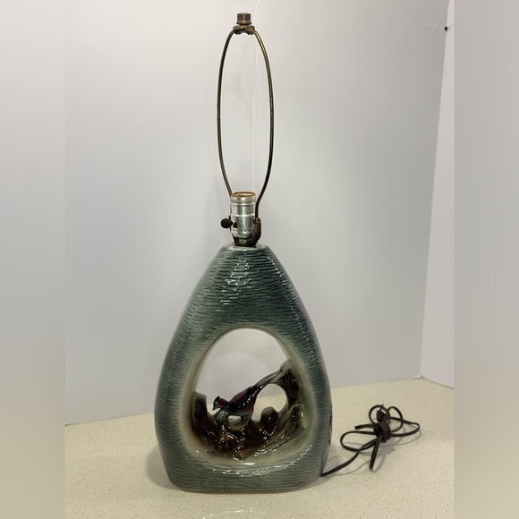 Vintage 1950s MCM Texans Inc Ceramic Teardrop Double Illuminated Table Lamp - Picture 3 of 13